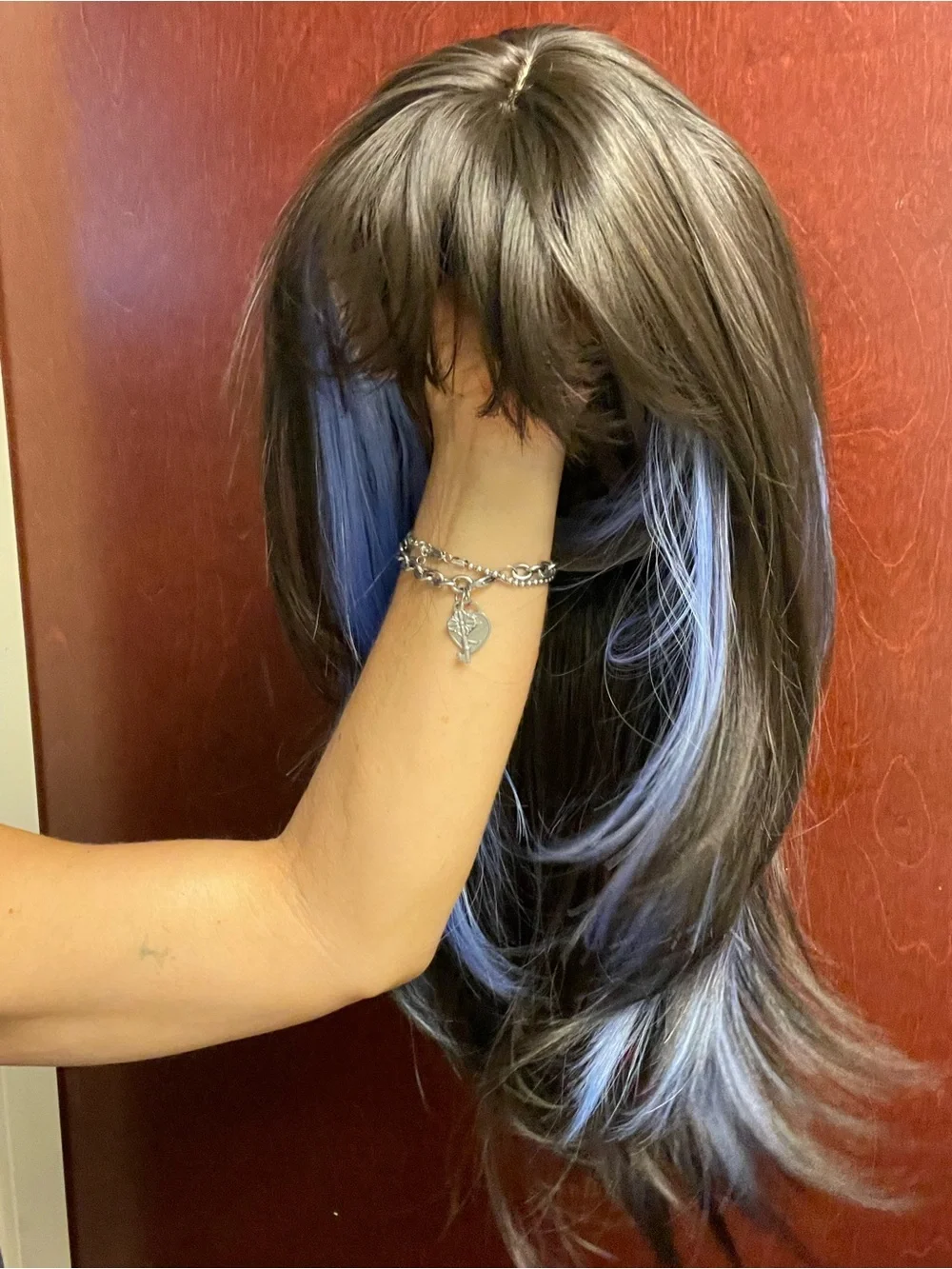 Black Wig with Blue Highlights - Women's Fashion Hair